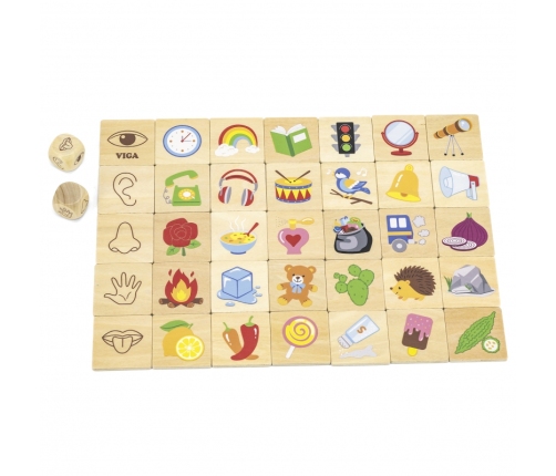 VIGA Gra Edukacyjna Układanka Ucząca Sortuj Zmysły 37 el. Montessori