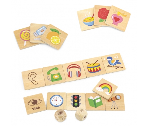 VIGA Gra Edukacyjna Układanka Ucząca Sortuj Zmysły 37 el. Montessori