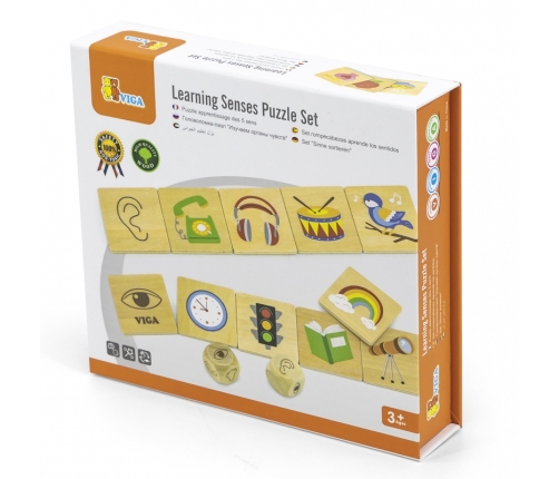 VIGA Gra Edukacyjna Układanka Ucząca Sortuj Zmysły 37 el. Montessori