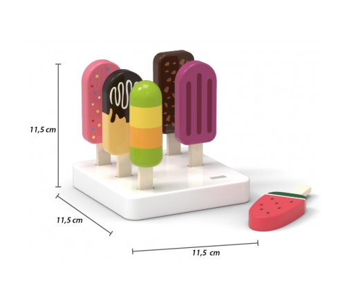 VIGA Zestaw Drewnianych Lodów na Patyku ze Stojakiem  6 szt.