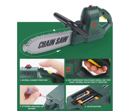 WOOPIE Duża Piła Łańcuchowa Zestaw Narzędzi Kask Okulary Rękawiczki