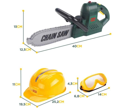WOOPIE Duża Piła Łańcuchowa Zestaw Narzędzi Kask Okulary Rękawiczki