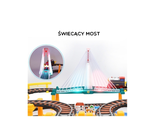 WOOPIE Kolejka Elektryczna 2w1 Tor Wyścigowy Pociąg Wiadukt Auto XXL 192 el.