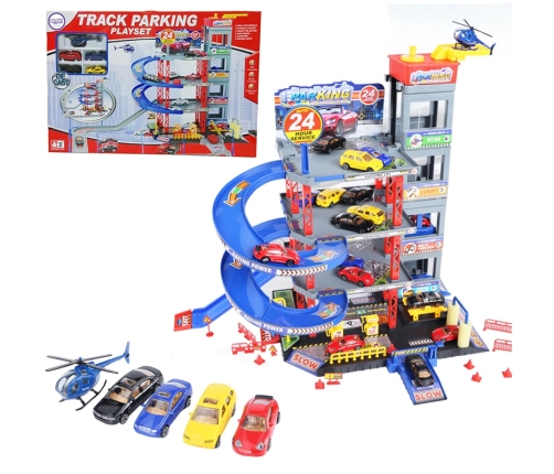 WOOPIE Wielopoziomowy Parking Garaż Myjnia Auta Helikopter + Akc.