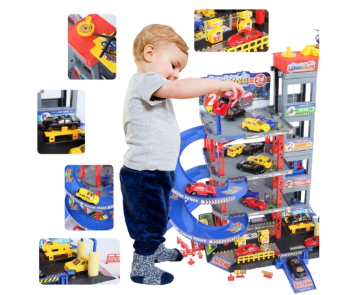 WOOPIE Wielopoziomowy Parking Garaż Myjnia Auta Helikopter + Akc.