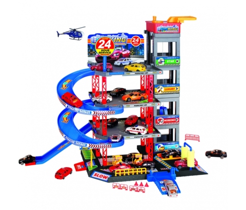 WOOPIE Wielopoziomowy Parking Garaż Myjnia Auta Helikopter + Akc.