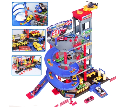 WOOPIE Wielopoziomowy Parking Garaż Myjnia Auta Helikopter + Akc.