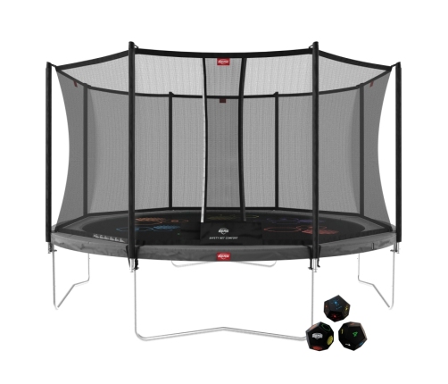 BERG Trampolina Favorit Gray 430 cm + Siatka Bezpieczeństwa Comfort + Gra Zręcznościowo Logiczna LEVELS