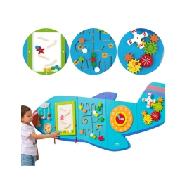 VIGA Drewniana Tablica Sensoryczna Manipulacyjna Samolot Certyfikat FSC Montessori