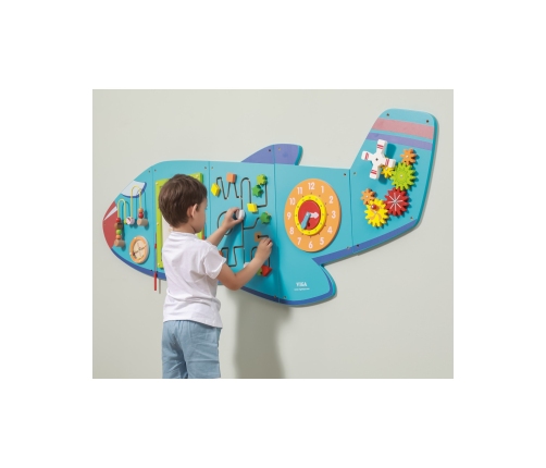 VIGA Drewniana Tablica Sensoryczna Manipulacyjna Samolot Certyfikat FSC Montessori