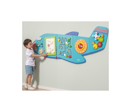 VIGA Drewniana Tablica Sensoryczna Manipulacyjna Samolot Certyfikat FSC Montessori
