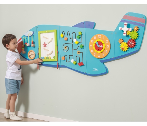 VIGA Drewniana Tablica Sensoryczna Manipulacyjna Samolot Certyfikat FSC Montessori