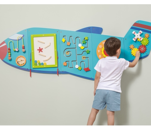 VIGA Drewniana Tablica Sensoryczna Manipulacyjna Samolot Certyfikat FSC Montessori