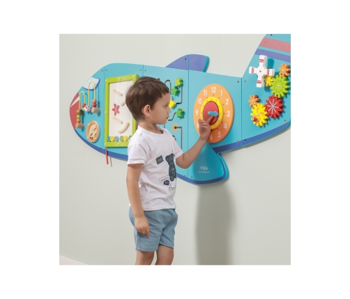 VIGA Drewniana Tablica Sensoryczna Manipulacyjna Samolot Certyfikat FSC Montessori