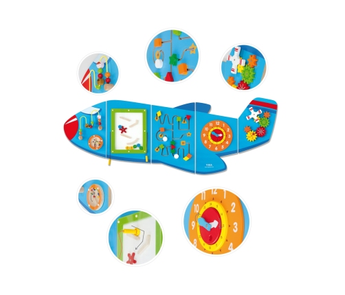 VIGA Drewniana Tablica Sensoryczna Manipulacyjna Samolot Certyfikat FSC Montessori