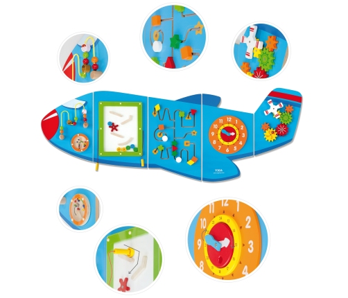 VIGA Drewniana Tablica Sensoryczna Manipulacyjna Samolot Certyfikat FSC Montessori