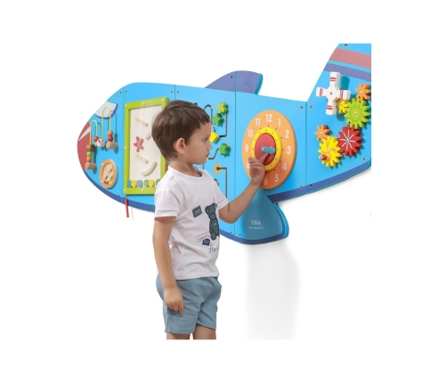 VIGA Drewniana Tablica Sensoryczna Manipulacyjna Samolot Certyfikat FSC Montessori