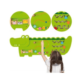 VIGA Tablica Edukacyjna Manipulacyjna Sensoryczna Drewniana Krokodyl Certyfikat FSC Montessori