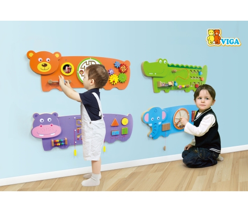 VIGA Tablica Edukacyjna Manipulacyjna Sensoryczna Drewniana Krokodyl Certyfikat FSC Montessori