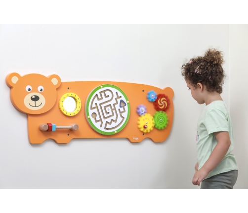 VIGA Tablica Sensoryczna Manipulacyjna Miś Certyfikat FSC Montessori