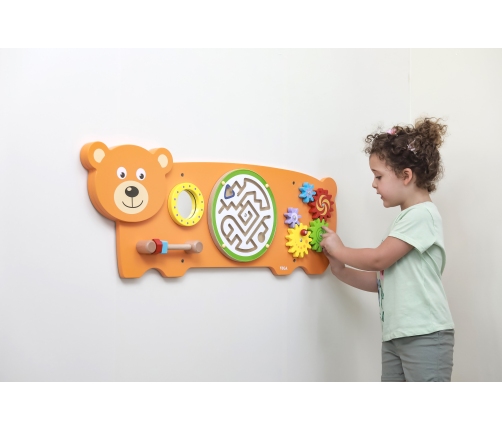 VIGA Tablica Sensoryczna Manipulacyjna Miś Certyfikat FSC Montessori