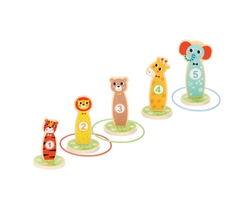 TOOKY TOY Drewniana Gra Zręcznościowa Rzut do Celu Zwierzątka 15 el.