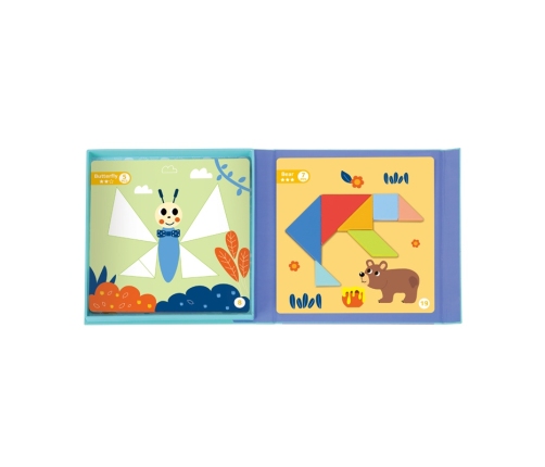 TOOKY TOY Puzzle Tangram Układanka dla Dzieci Nauka Kształtów Figury Kształty 18el.