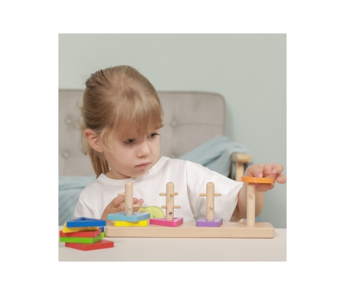 VIGA Drewniane klocki z sorterem kształtów Montessori