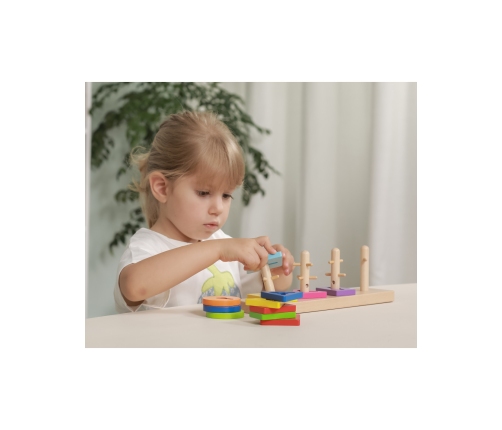 VIGA Drewniane klocki z sorterem kształtów Montessori