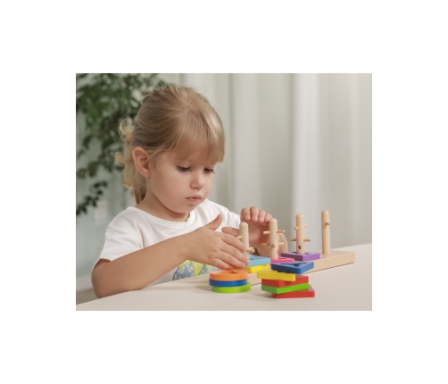 VIGA Drewniane klocki z sorterem kształtów Montessori