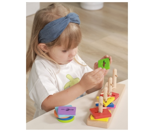 VIGA Drewniane klocki z sorterem kształtów Montessori