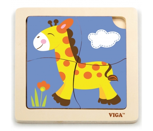 VIGA Poręczne Drewniane Puzzle Żyrafa
