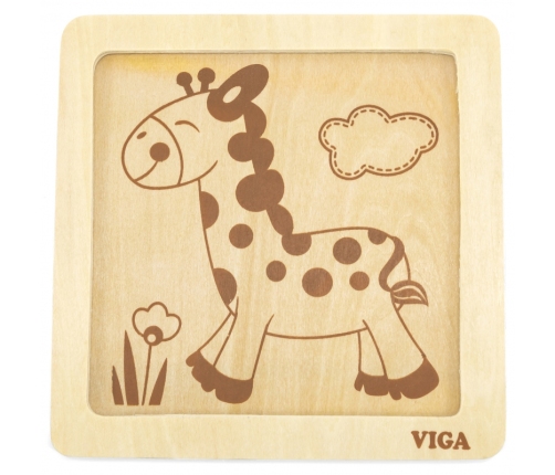 VIGA Poręczne Drewniane Puzzle Żyrafa