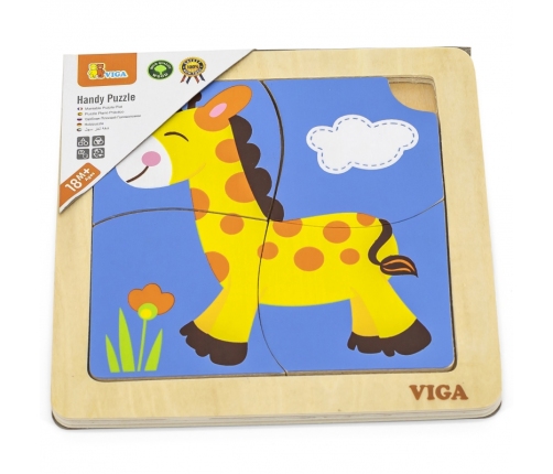 VIGA Poręczne Drewniane Puzzle Żyrafa
