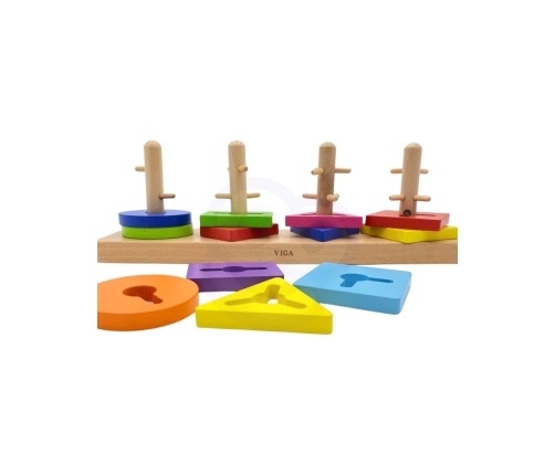 VIGA Drewniane klocki z sorterem kształtów Montessori