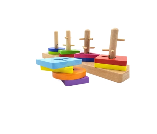 VIGA Drewniane klocki z sorterem kształtów Montessori