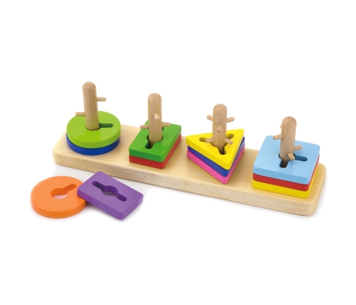 VIGA Drewniane klocki z sorterem kształtów Montessori