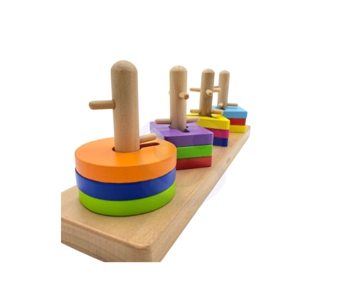 VIGA Drewniane klocki z sorterem kształtów Montessori