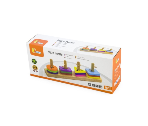 VIGA Drewniane klocki z sorterem kształtów Montessori