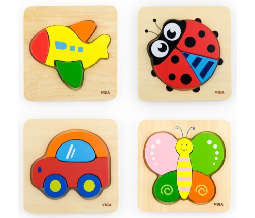 VIGA Pierwsze drewniane Puzzle maluszka Samochód