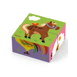 VIGA Drewniana Układanka Puzzle Farma 4 klocki