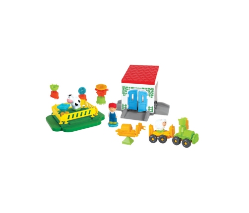 MOCHTOYS Klocki Jeżyki Pin Bricks FARMA w Kartonie 100 el. + 3 Figurki
