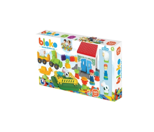 MOCHTOYS Klocki Jeżyki Pin Bricks FARMA w Kartonie 100 el. + 3 Figurki