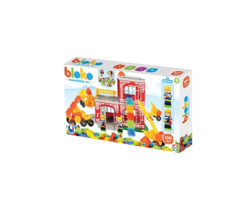 MOCHTOYS Klocki Jeżyki Pin Bricks STRAŻ POŻARNA w Kartonie 100 el. + 2 Figurki