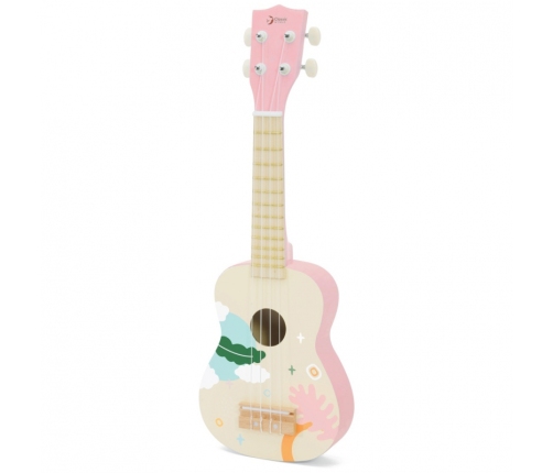 CLASSIC WORLD Drewniane Ukulele Gitara dla Dzieci Różowa