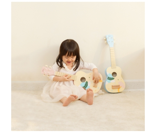 CLASSIC WORLD Drewniane Ukulele Gitara dla Dzieci Różowa