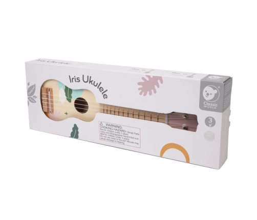 CLASSIC WORLD Drewniane Ukulele Gitara dla Dzieci Różowa