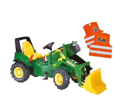 ROLLY TOYS John Deere Traktor na Pedały z Łyżką + Kamizelka Odblaskowa dla Dzieci Gratis