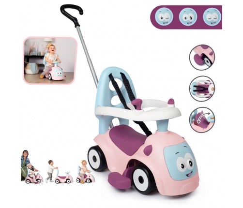 Машина каталка с ручкой SMOBY Maestro 3in1 Pink