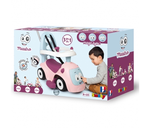 Машина каталка с ручкой SMOBY Maestro 3in1 Pink